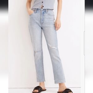 Madewell The High-Rise Slim Boyjean in Prentice Wash: Ripped Edition sz 28 ND555